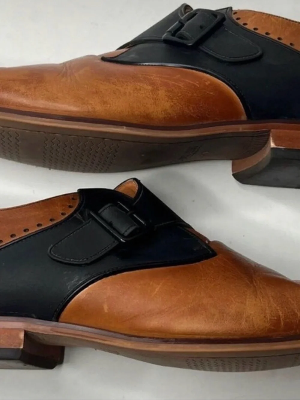 Stacy Adams Men’s Size 13 Brown Black Leather Monk Strap Dress Shoes
